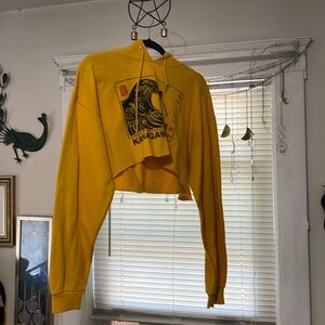 yellow surf style cropped sweatshirt